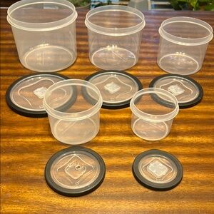 Clear Plastic Storage Containers with Black Lids